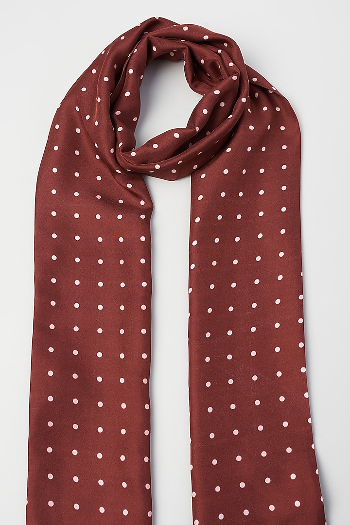 Cherry Red Twill Silk Polka Dot Scarf by KAYSTLE at Pernia's Pop Up Shop
