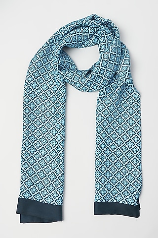 Blue Twill Silk Scarf by KAYSTLE