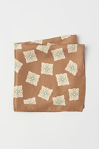 Brown Twill Silk Pocket Square by KAYSTLE