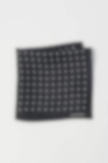 Black Twill Silk Polka Dot Pocket Square by KAYSTLE