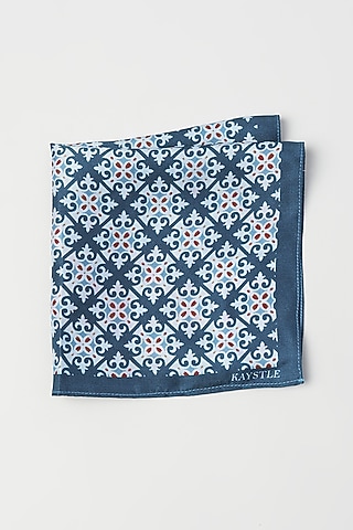 Azure Blue Twill Silk Pocket Square by KAYSTLE