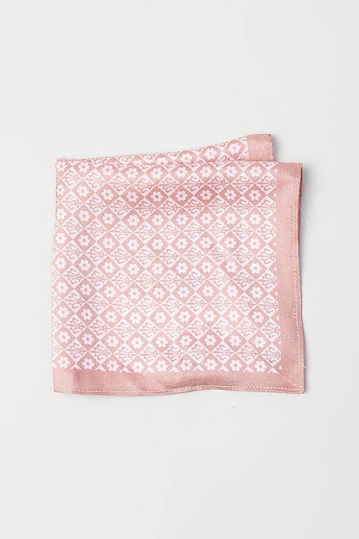 Pink Twill Silk Checkered Pocket Square by KAYSTLE