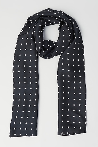 Black Twill Silk Polka Dot Scarf by KAYSTLE