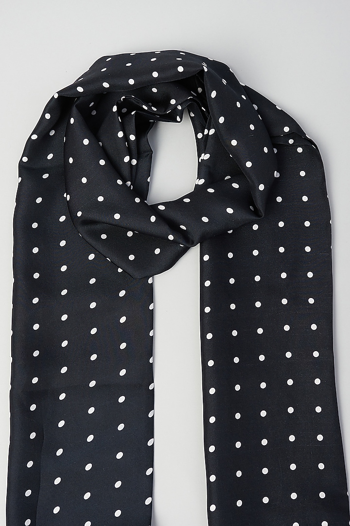 Black Twill Silk Polka Dot Scarf by KAYSTLE at Pernia's Pop Up Shop