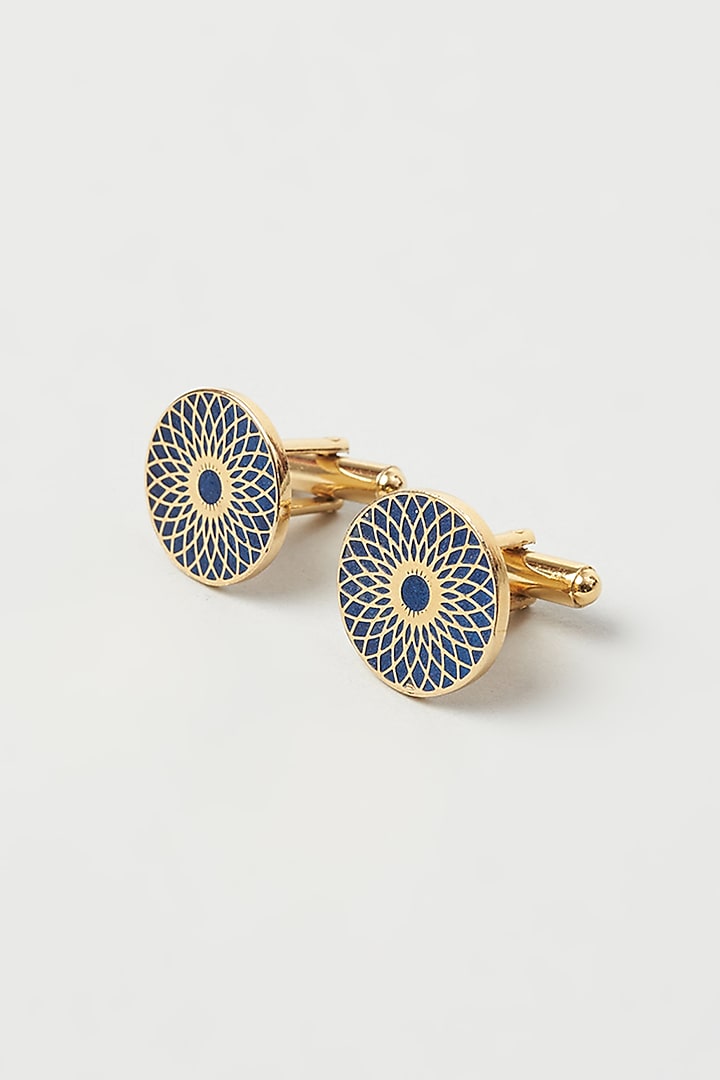 Blue & Gold Brass Handcrafted Cufflinks by KAYSTLE