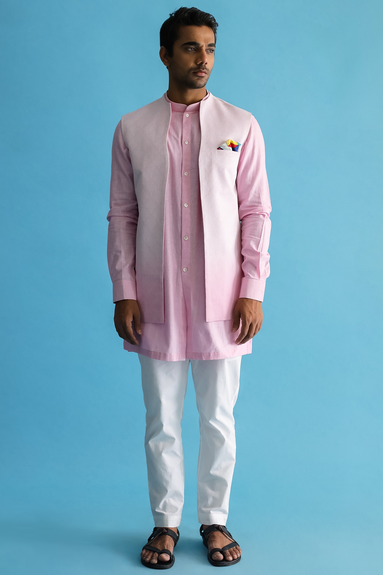 Buy Pink Silk Embroidered Thread And Sequins Aadvay Nehru Jacket For Men by  Smriti by Anju Agarwal Online at Aza Fashions.