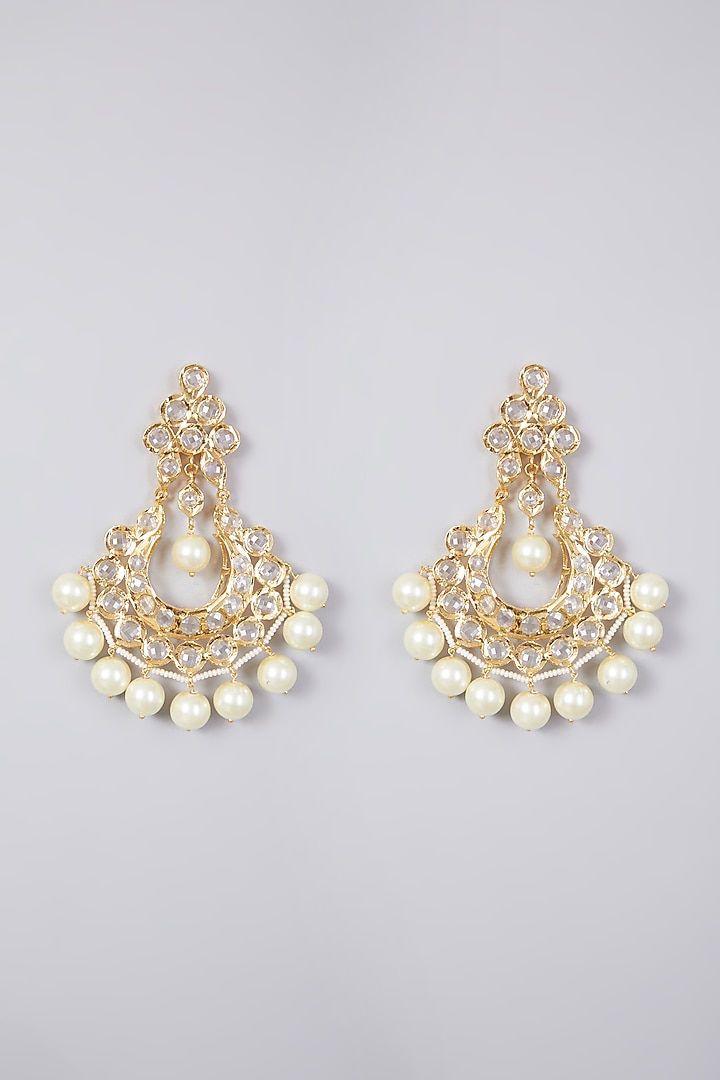 Gold Plated Pearl Chandbali Earrings by Kiara at Pernia's Pop Up Shop