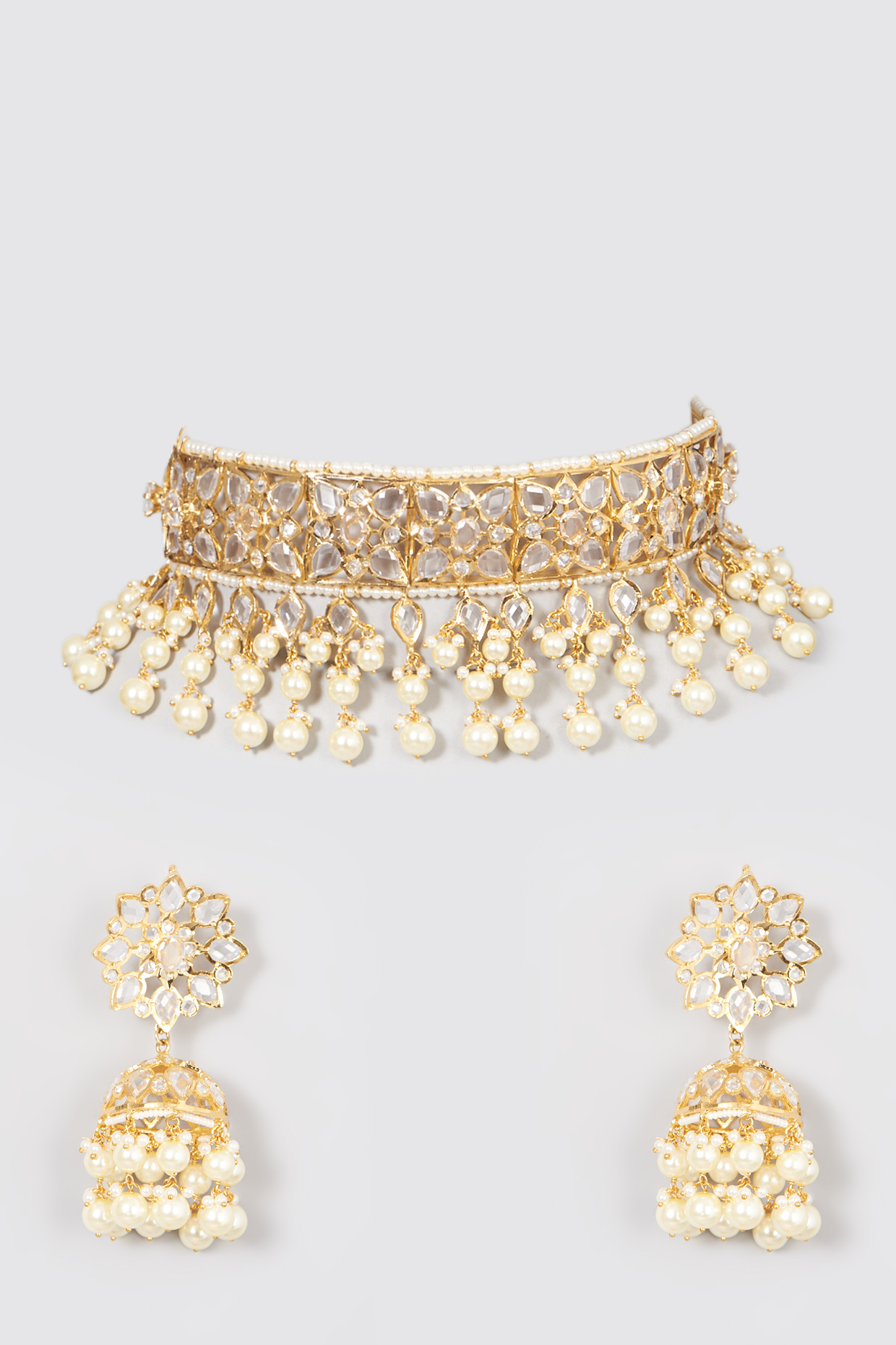 Gold Plated Choker Necklace Set by Kiara