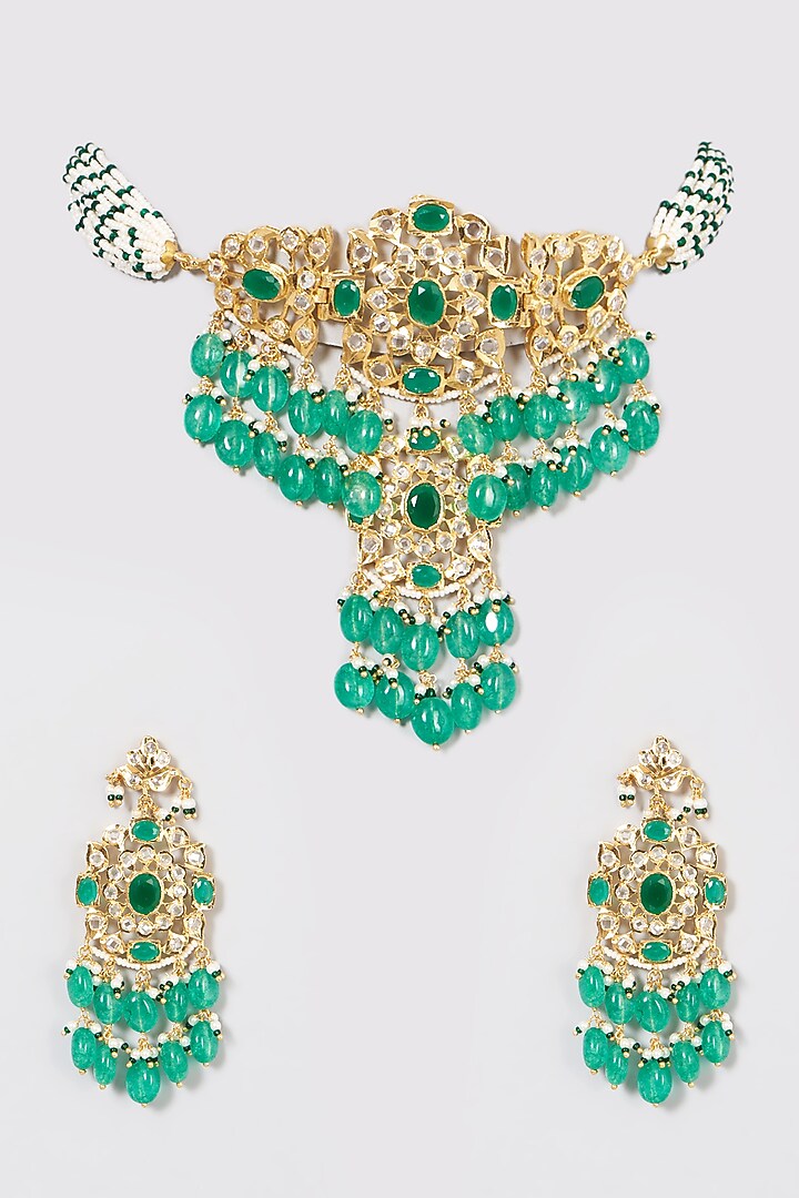 Gold Plated Beaded Choker Necklace Set by Kiara at Pernia's Pop Up Shop