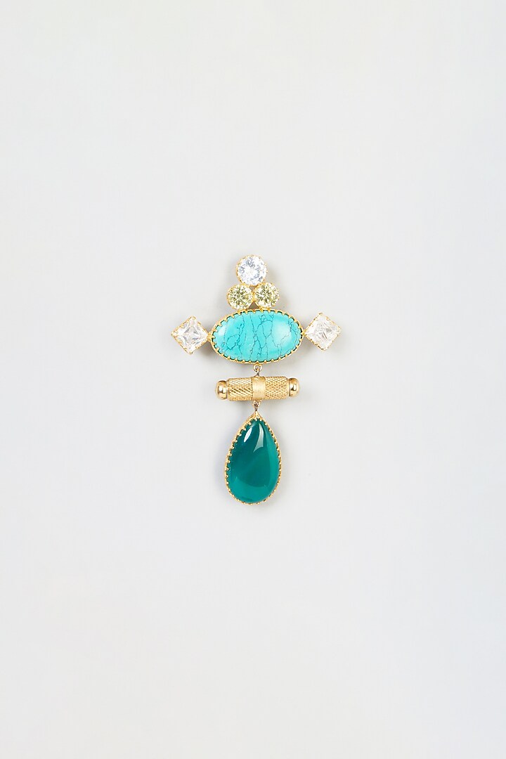 Gold Plated Agate Brooch by Kiara
