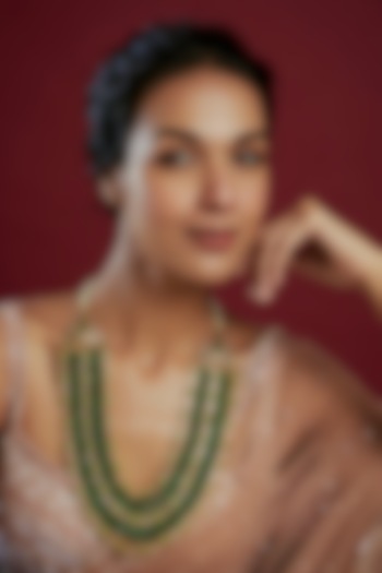 Gold Plated Kundan Polki & Green Beaded Necklace by Kiara at Pernia's Pop Up Shop