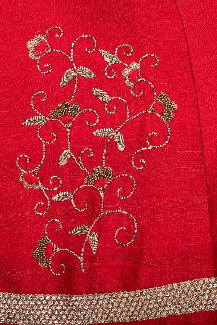 Cherry Red Embroidered Wedding Lehenga Set by Kazmi India at Pernia's Pop Up Shop