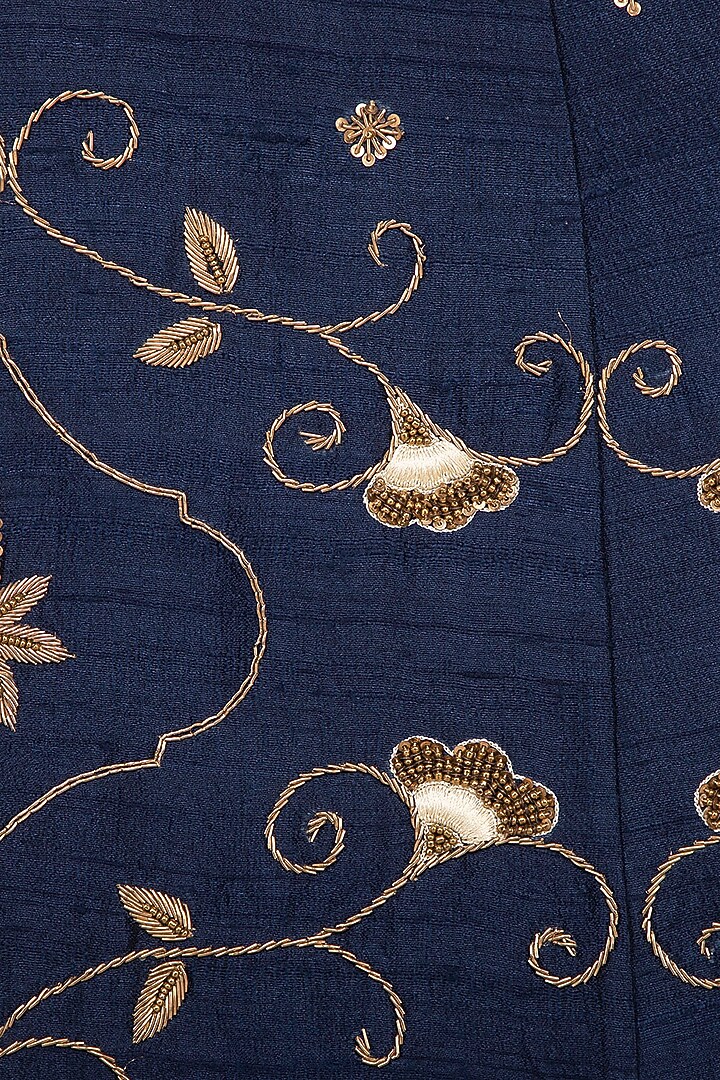 Indigo Blue Embroidered Wedding Lehenga Skirt With Top by Kazmi India at Pernia's Pop Up Shop