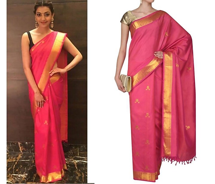 Rani pink cute bunny motifs kanchipuram available only at Pernia's Pop Up Shop.