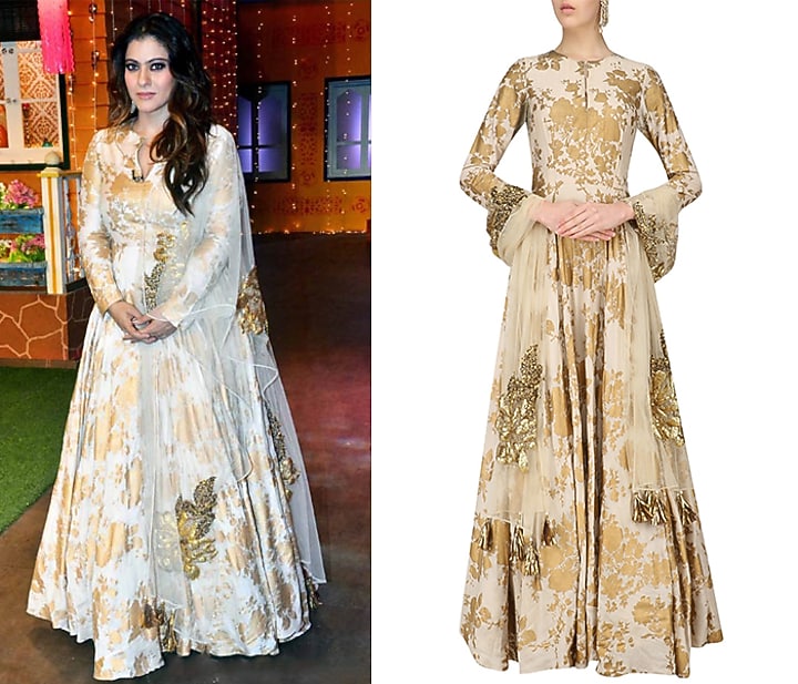 Ivory anarkali with embroidered dupatta available only at Pernia's Pop Up Shop.