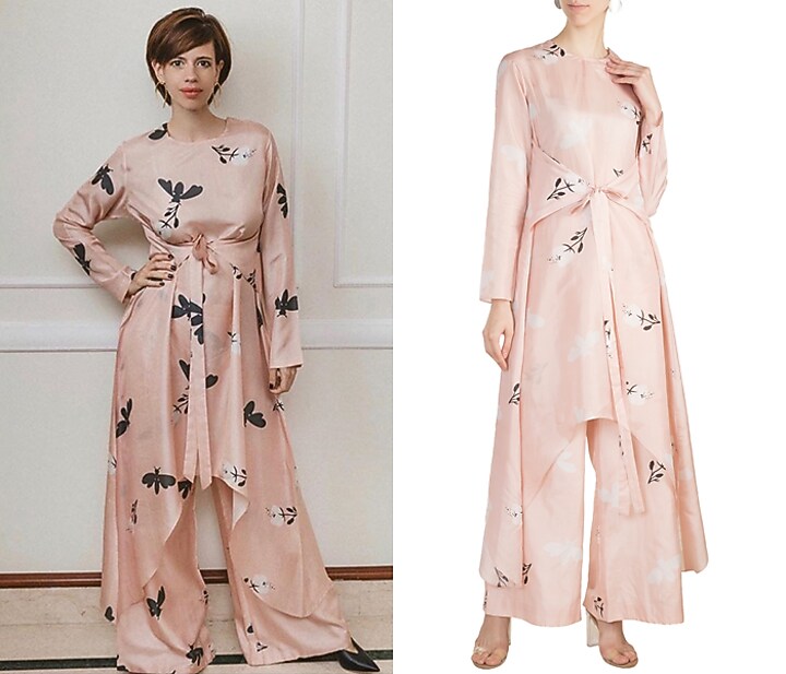 Nude Printed Kurta With Palazzo Pants by Arya by SVA at Pernia's Pop Up Shop