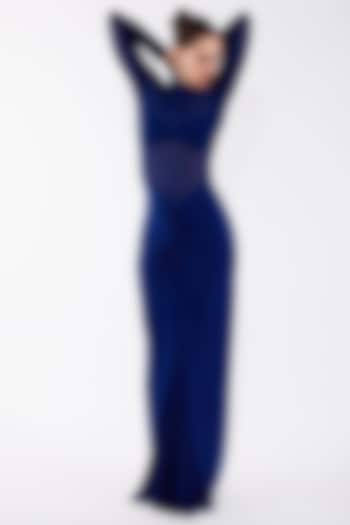 Blue Malai Lycra & Net Gown by Deme by Gabriella