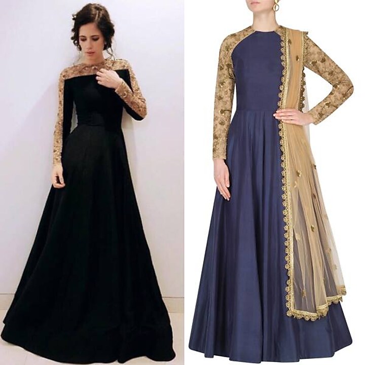 Blue and nude embroidered Raglan Sleeves Anarkali set available only at Pernia's Pop Up Shop.