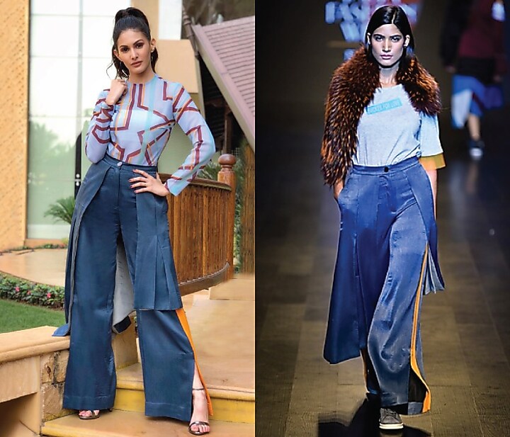 Teal double layer pleated pants available only at Pernia's Pop Up Shop.