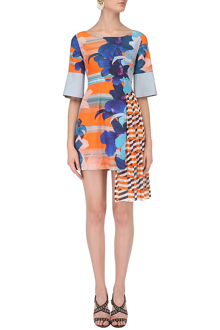 Orange pleated underlay lily pop dress available only at Pernia's Pop Up Shop.