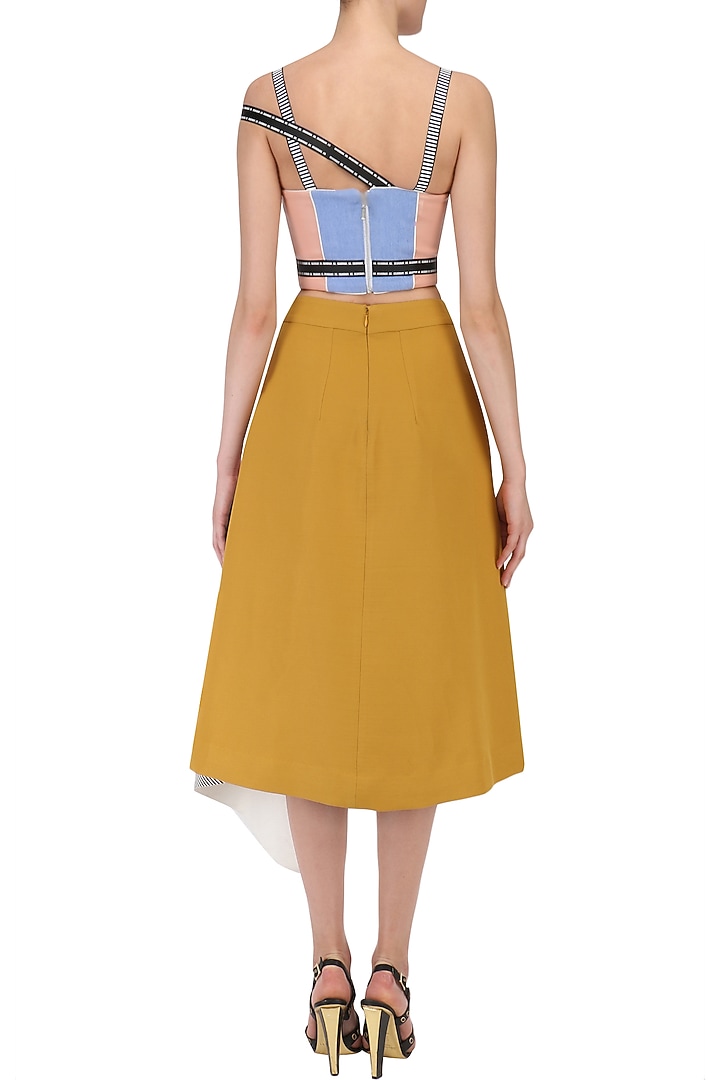 Blue buckled shoulder denim bustier available only at Pernia's Pop Up Shop.