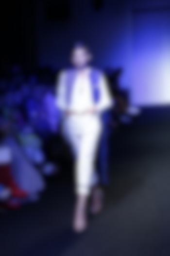 White bandage blocked slim pants available only at Pernia's Pop Up Shop.