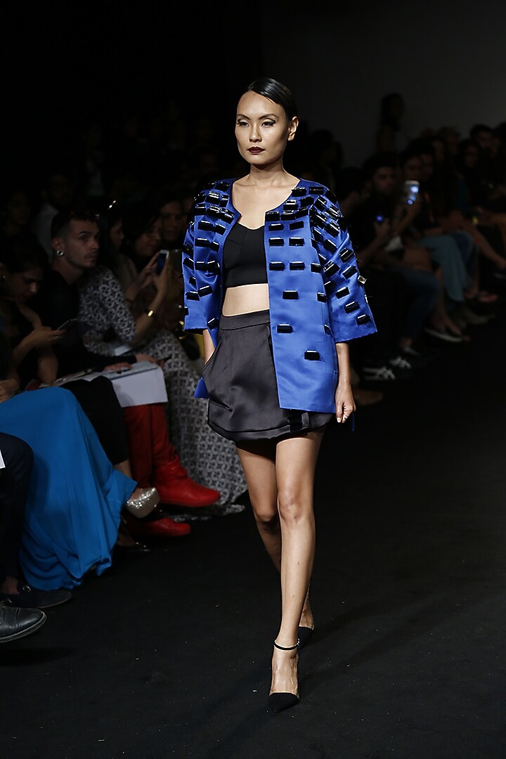 Electric blue steel blinkers oversized jacket available only at Pernia's Pop Up Shop.