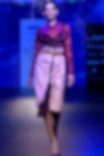 Pink Leather High Waisted Skirt by Kanika Goyal