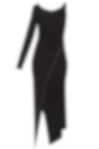 Kapda by Urvashi Kaur presents Black rib panelled single sleeved jersey dress available only at Pernia's Pop Up Shop.