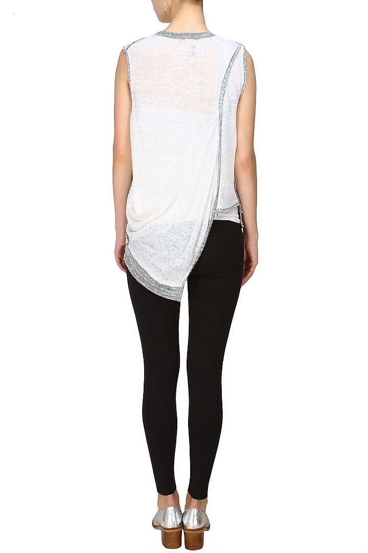 Kapda by Urvashi Kaur presents Off white linen jersey top available only at Pernia's Pop Up Shop.