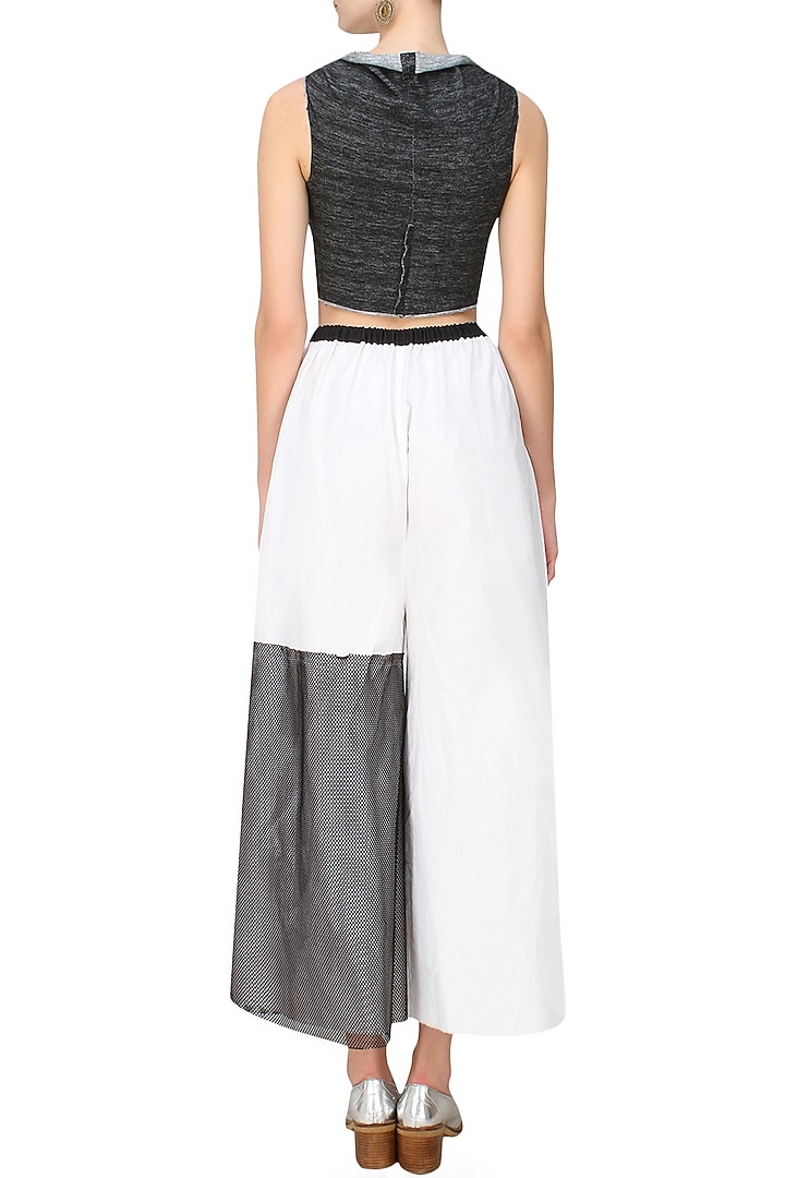Kapda by Urvashi Kaur presents Off white mesh panelled culottes available only at Pernia's Pop Up Shop.