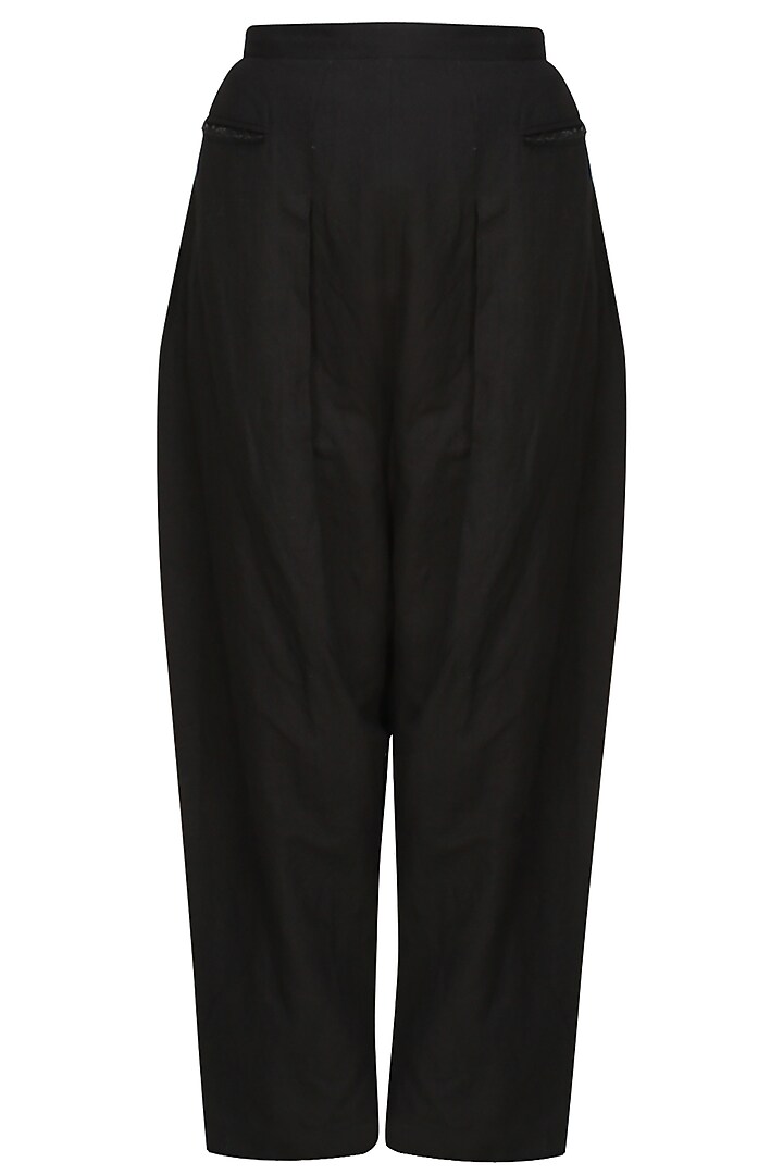 Kapda by Urvashi Kaur presents Black cotton jersey trouser pants available only at Pernia's Pop Up Shop.