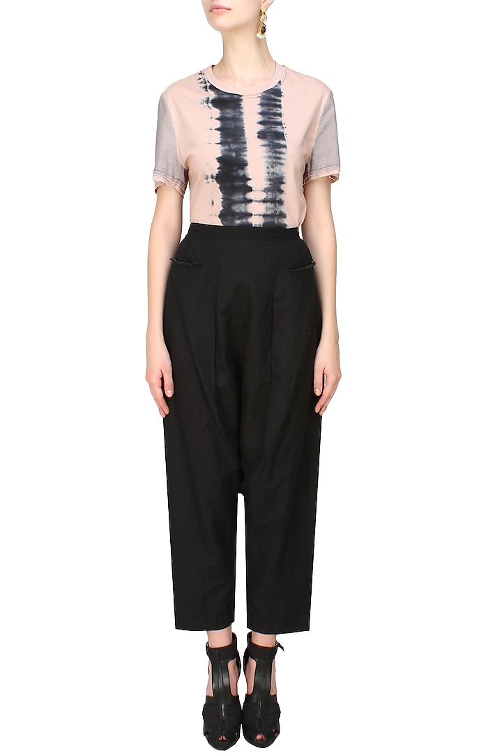 Kapda by Urvashi Kaur presents Black cotton jersey trouser pants available only at Pernia's Pop Up Shop.