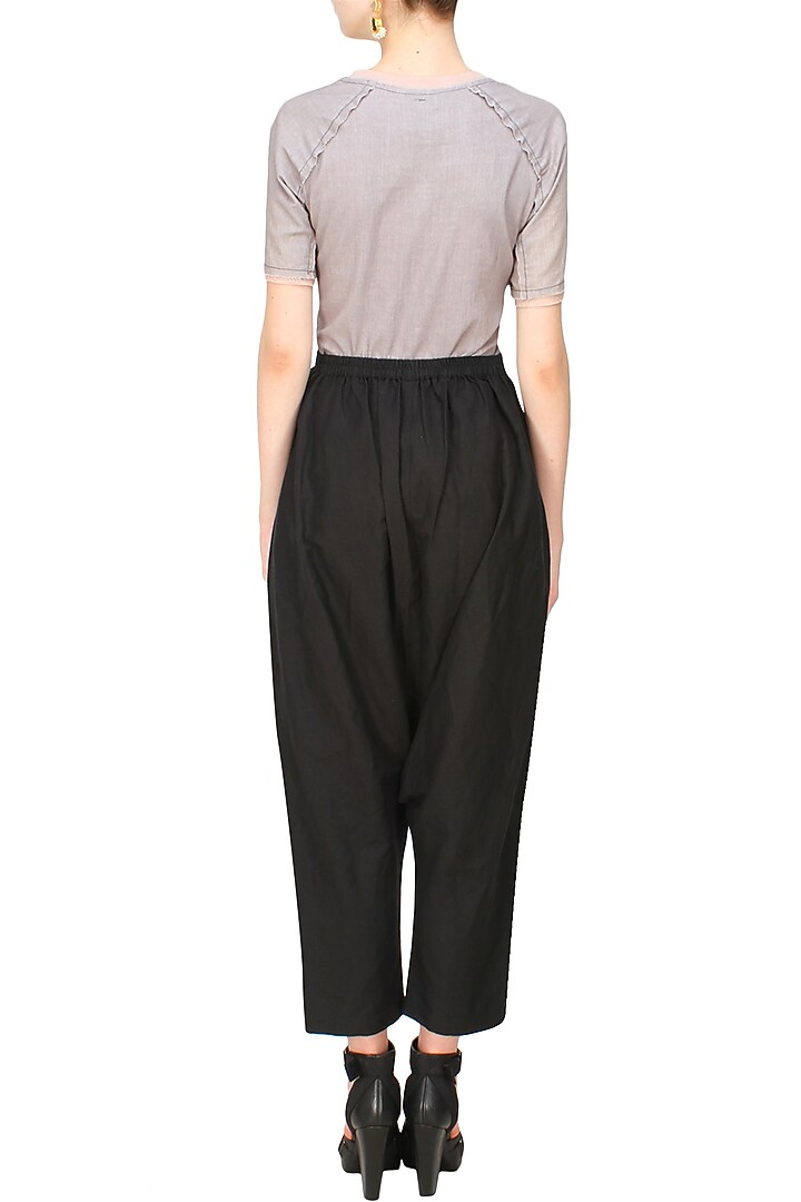 Kapda by Urvashi Kaur presents Black cotton jersey trouser pants available only at Pernia's Pop Up Shop.