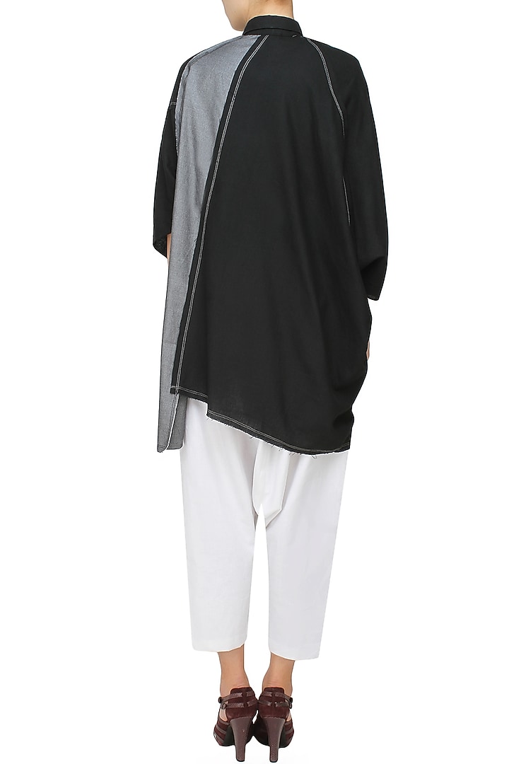 Kapda by Urvashi Kaur presents Black and grey oversized shirt available only at Pernia's Pop Up Shop.