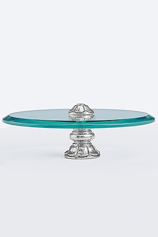 Silver CGC Silver Cladded Floral Dessert Platter by Creative Grains Calcutta