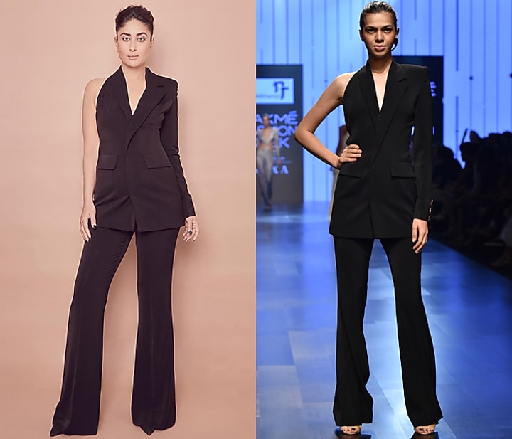 Black Circular Back Cut Out Blazer Set by Nikhil Thampi at Pernia's Pop Up Shop
