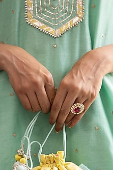 Gold Finish Semi Precious Ruby Ring In 92.5 Sterling Silver by Kaari-GIFTS FOR HER