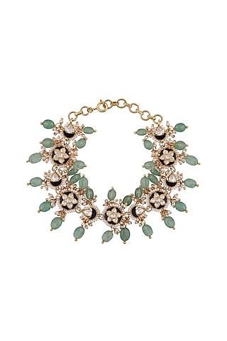 Gold Finish Pearl Bracelet In 92.5 Sterling Silver by Kaari