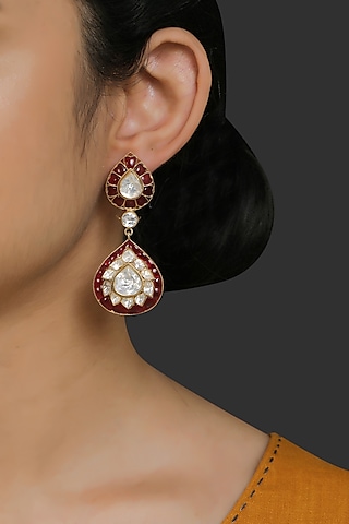 Gold Finish CZ Diamond Earrings In 92.5 Sterling Silver by Kaari