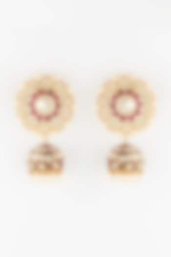 Gold Finish Pearl Jhumka Earrings In 92.5 Sterling Silver by Kaari