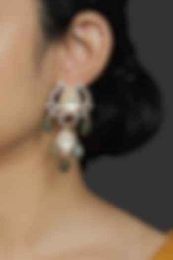 Gold Finish Pearl Earrings In 92.5 Sterling Silver by Kaari