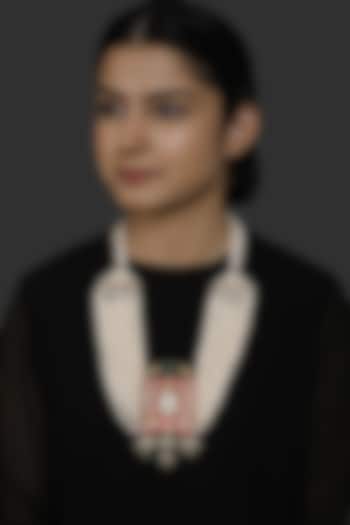 Gold Finish Long Pearl Necklace In 92.5 Sterling Silver by Kaari at Pernia's Pop Up Shop