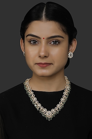 Gold Finish Pearl Motif Necklace In 92.5 Sterling Silver by Kaari