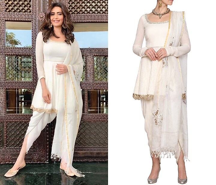 Off white embroidered kurta set available only at Pernia's Pop Up Shop.