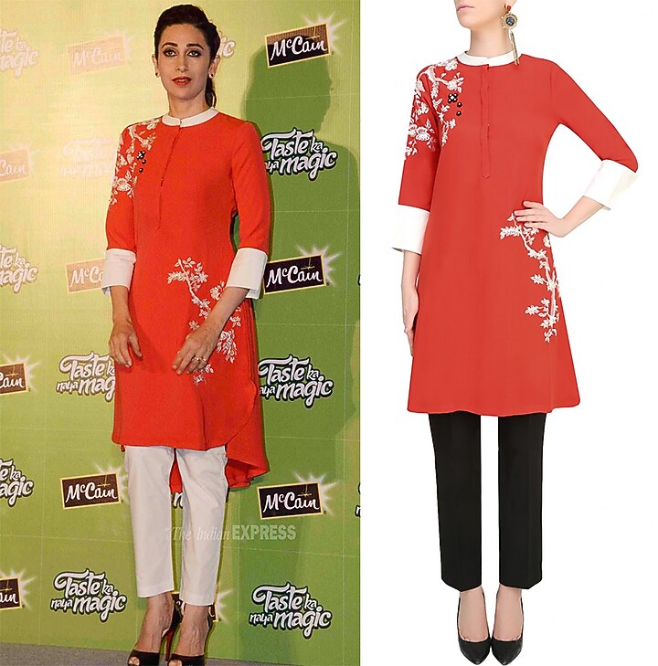 Orange floral beads and thread applique work tunic available only at Pernia's Pop Up Shop.