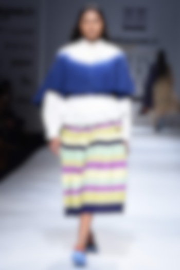 Multicolor Hand Applique Stripe Skirt by Ka-Sha
