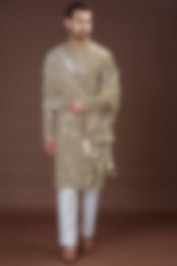 Copper Bronze Georgette Mirror Work Kurta by Kasbah Clothing at Pernia's Pop Up Shop