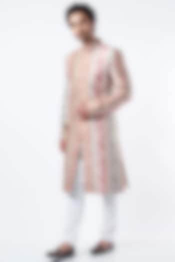 Blush Pink Embroidered Wedding Sherwani by Kasbah Clothing at Pernia's Pop Up Shop