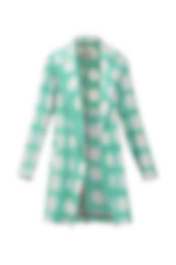 Blue and white hand clamp dyed trench coat available only at Pernia's Pop Up Shop.